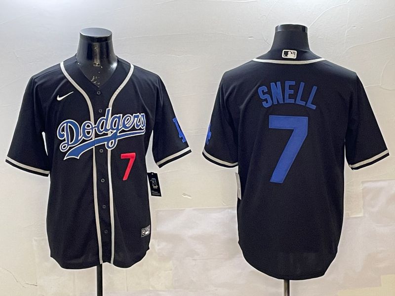 Men Los Angeles Dodgers 7 Snell Black Fashion Game 2025 Nike MLB Jersey style 9